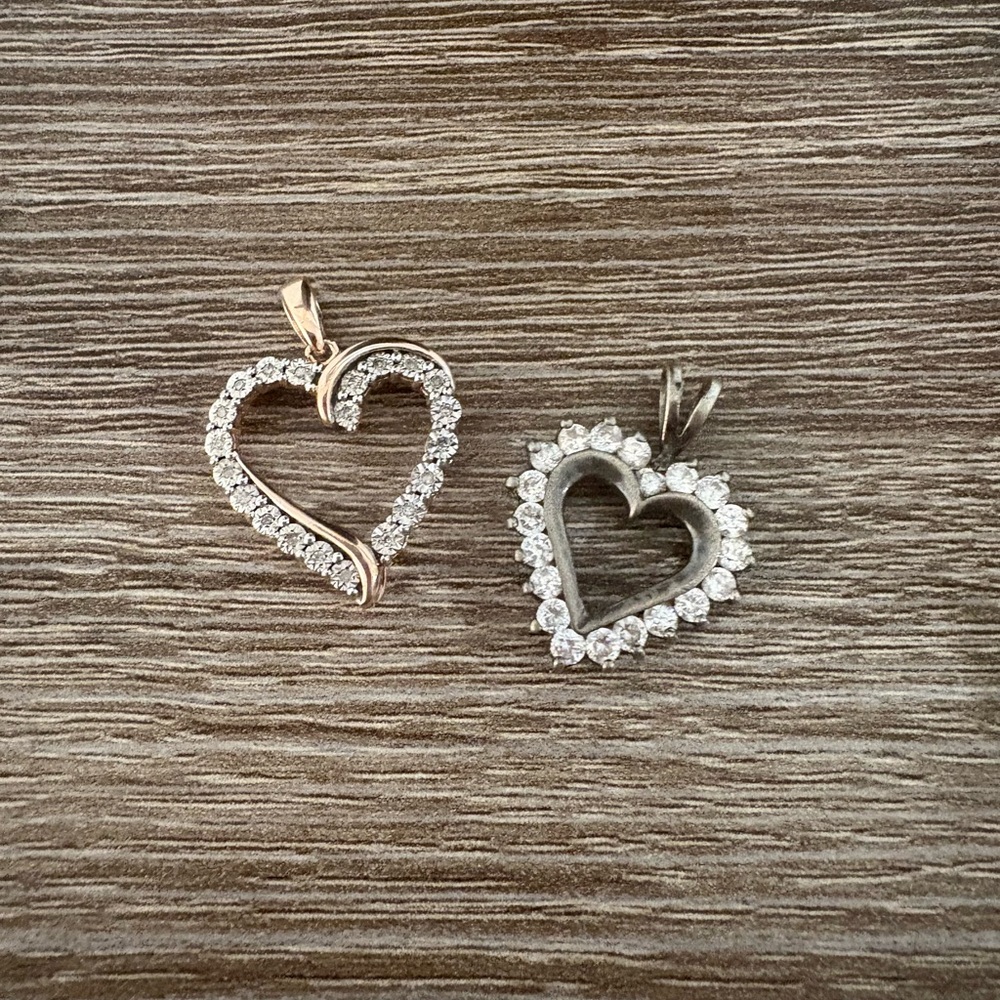 Heart-Shaped Diamond Halo Pendant Necklace Charms - .925 Silver